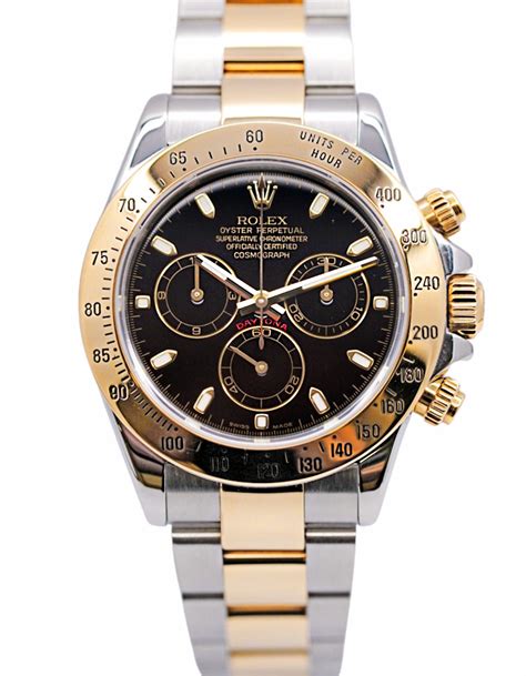 rolex pre-owned yellow gold daytona 116523 black|Rolex daytona two tone price.